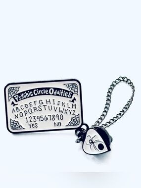 Psychic Circle Oddities Ouija Unisex Enamel Pin - White/Black, NWT